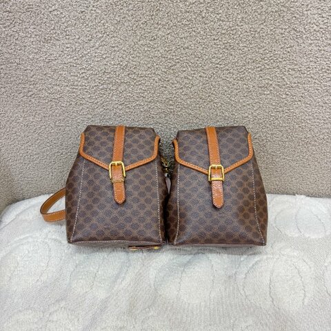 中古 思琳 賽琳 Celine Macadam老花圖案 經典菱格紋路 雙子 後背包