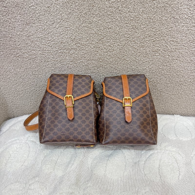 中古 思琳 賽琳 Celine Macadam老花圖案 經典菱格紋路 雙子 後背包-0