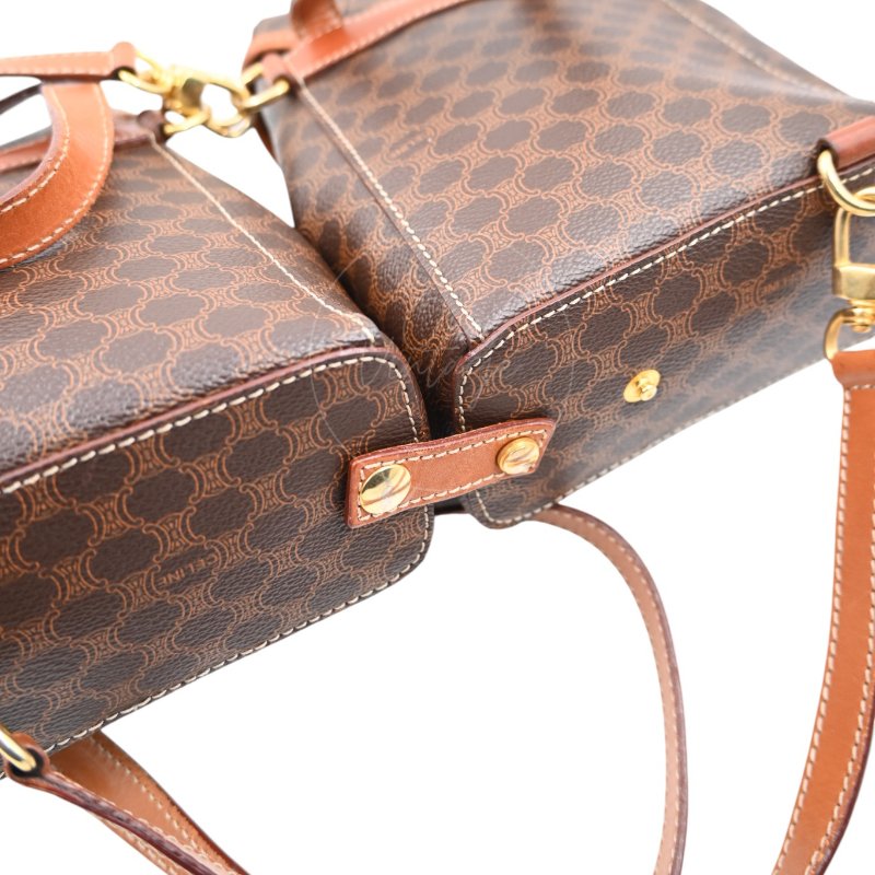 中古 思琳 賽琳 Celine Macadam老花圖案 經典菱格紋路 雙子 後背包-4