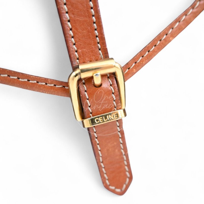 中古 思琳 賽琳 Celine Macadam老花圖案 經典菱格紋路 雙子 後背包-9