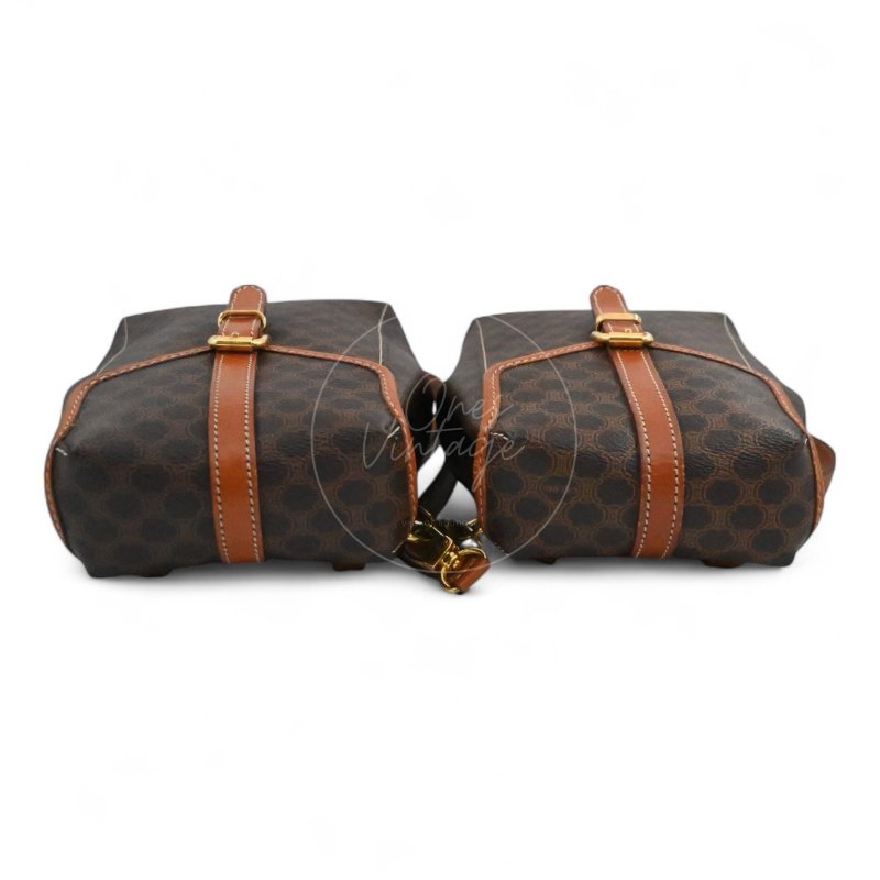 中古 思琳 賽琳 Celine Macadam老花圖案 經典菱格紋路 雙子 後背包-14
