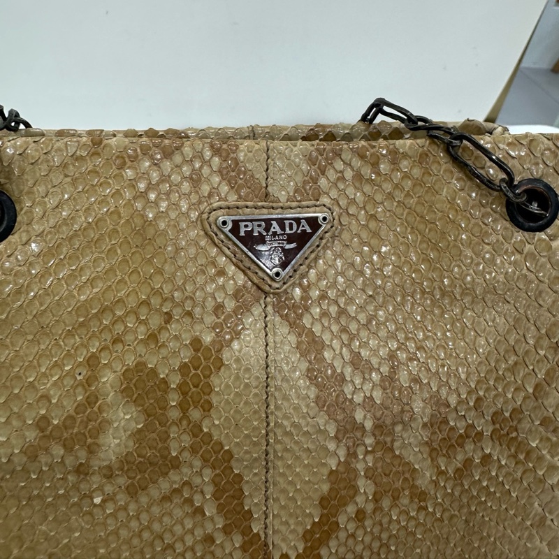Prada 鏈條 稀有皮 蛇皮中古包 vintage中古包-5