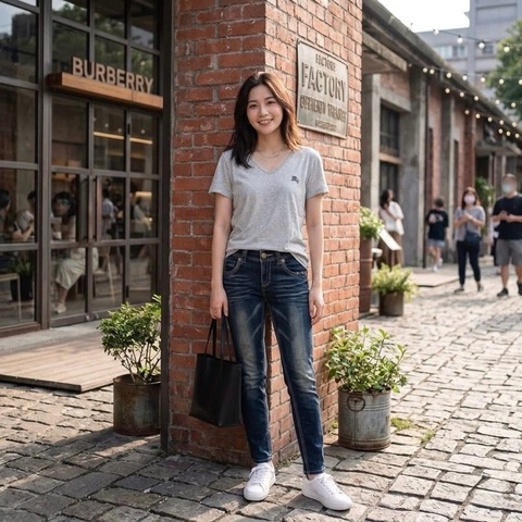 BURBERRY BRIT 基本不敗款V領戰馬短T