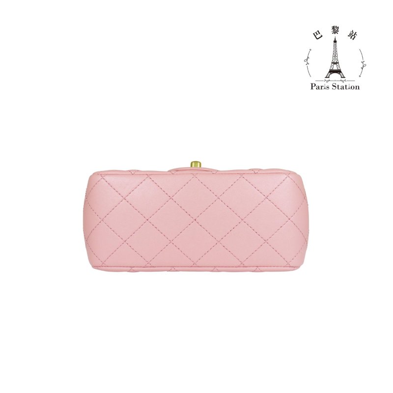 【巴黎站二手名牌專賣店】*現貨*CHANEL香奈兒真品*粉色菱格紋金球COCO方胖子斜背鍊包 口蓋包-2