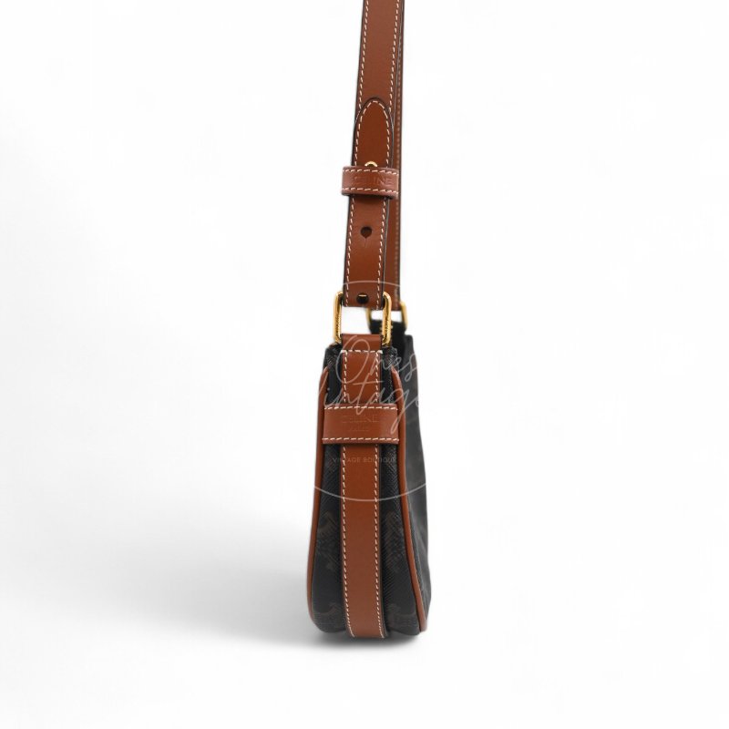 中古 Celine 賽琳 思琳 Mini 小型 AVA 凱旋門帆布與小牛皮 手袋-4