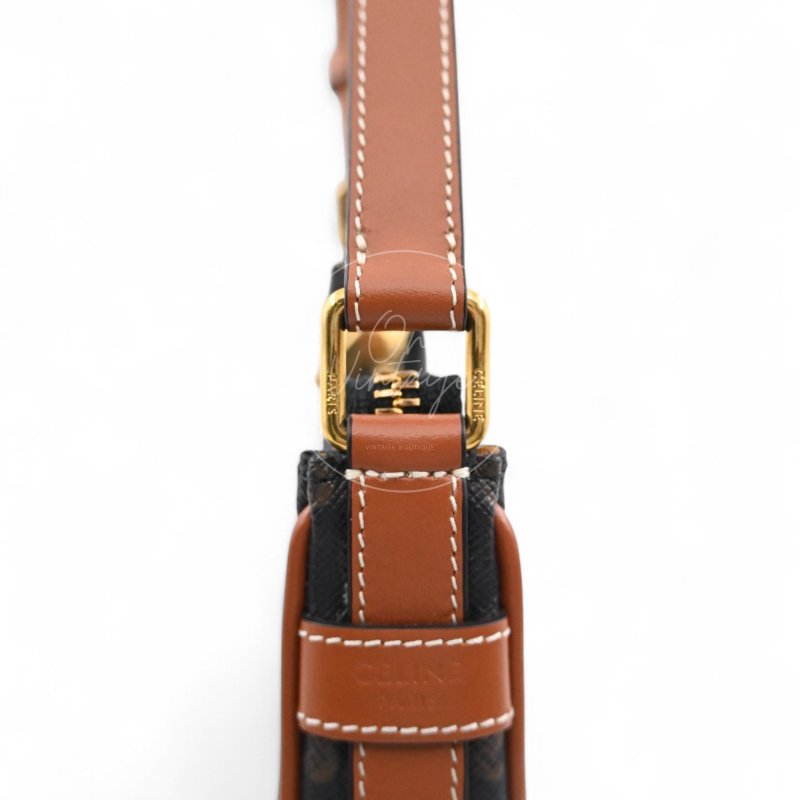 中古 Celine 賽琳 思琳 Mini 小型 AVA 凱旋門帆布與小牛皮 手袋-12