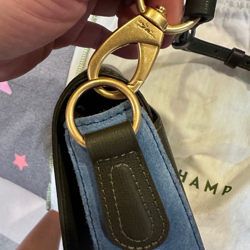 longchamp 麂皮拼色包-3