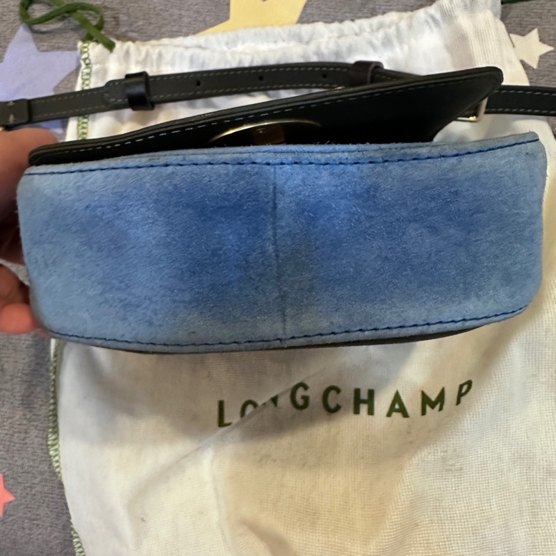 longchamp 麂皮拼色包-10