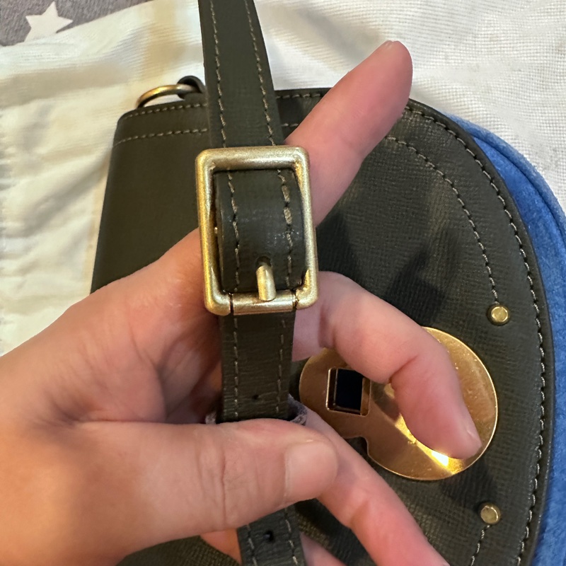 longchamp 麂皮拼色包-14