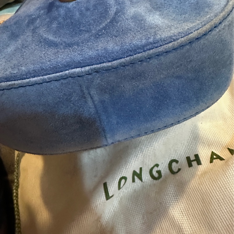 longchamp 麂皮拼色包-17