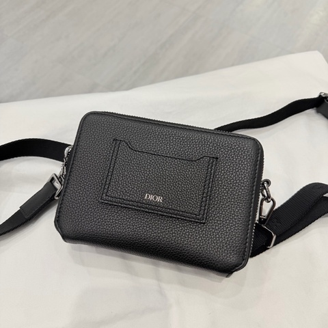 Dior 荔枝牛皮 雙拉鏈 相機包 斜背包 黑