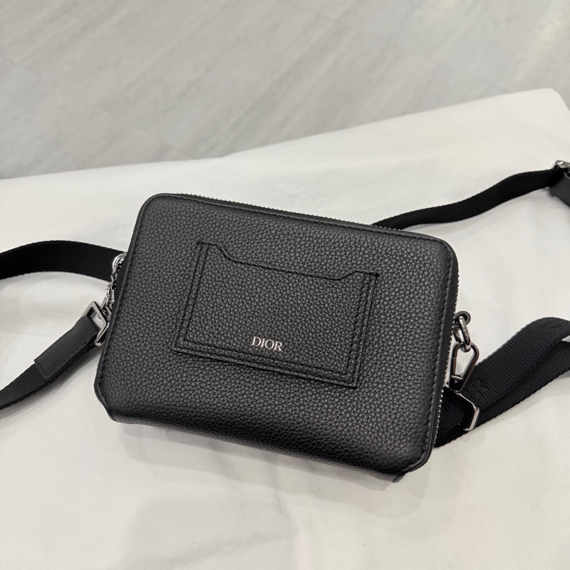 Dior 荔枝牛皮 雙拉鏈 相機包 斜背包 黑-0