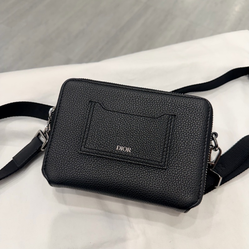 Dior 荔枝牛皮 雙拉鏈 相機包 斜背包 黑-1