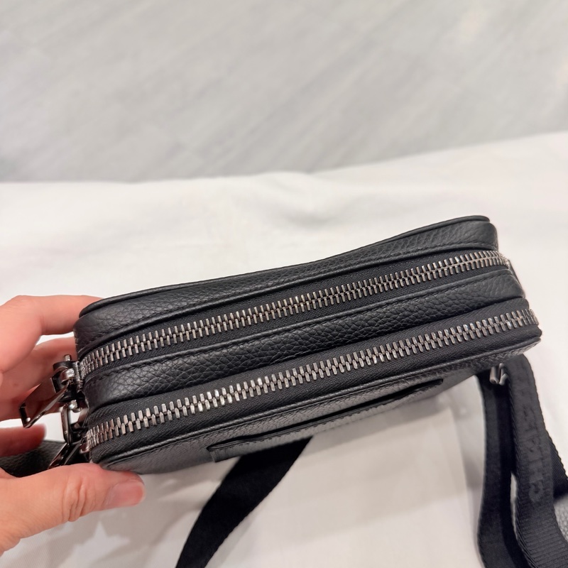 Dior 荔枝牛皮 雙拉鏈 相機包 斜背包 黑-3