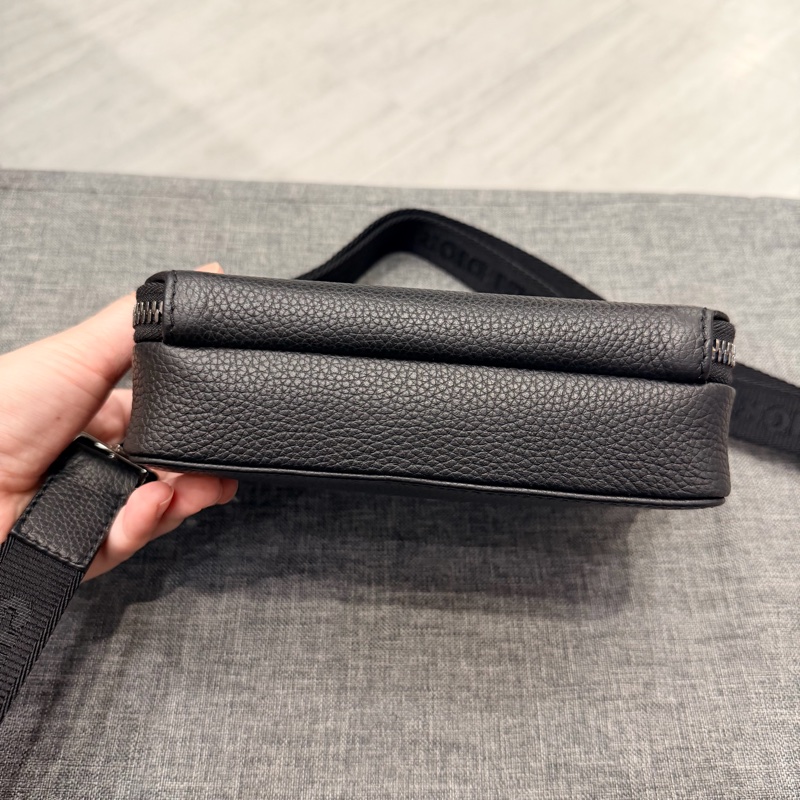 Dior 荔枝牛皮 雙拉鏈 相機包 斜背包 黑-5