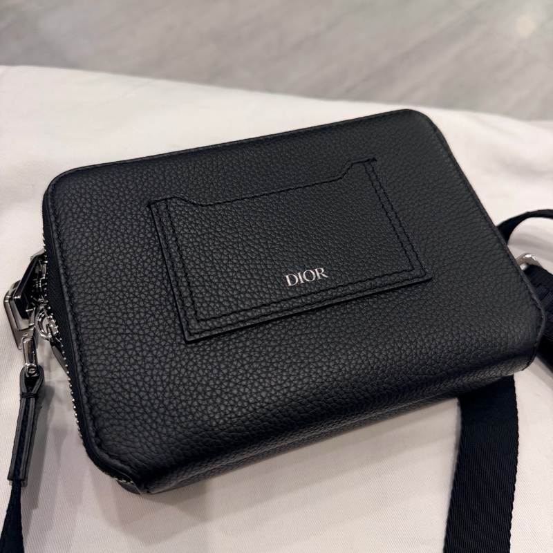 Dior 荔枝牛皮 雙拉鏈 相機包 斜背包 黑-12
