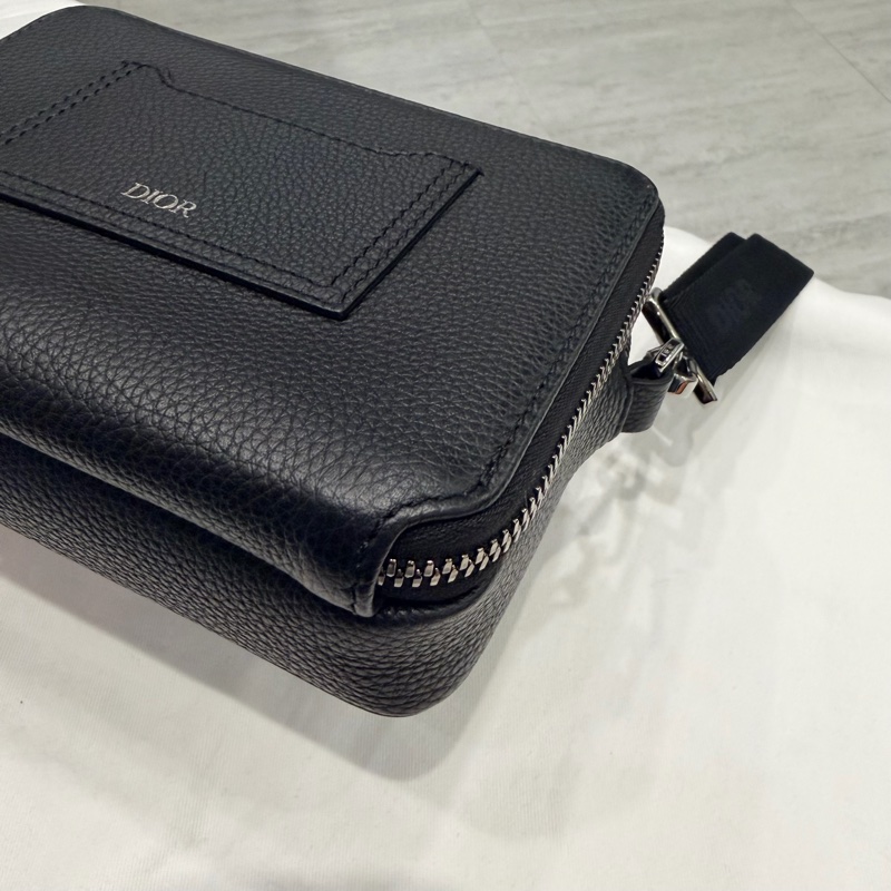 Dior 荔枝牛皮 雙拉鏈 相機包 斜背包 黑-14