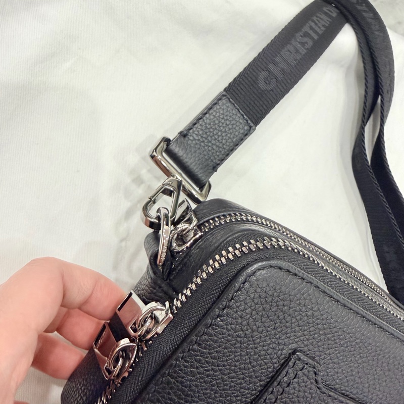 Dior 荔枝牛皮 雙拉鏈 相機包 斜背包 黑-19