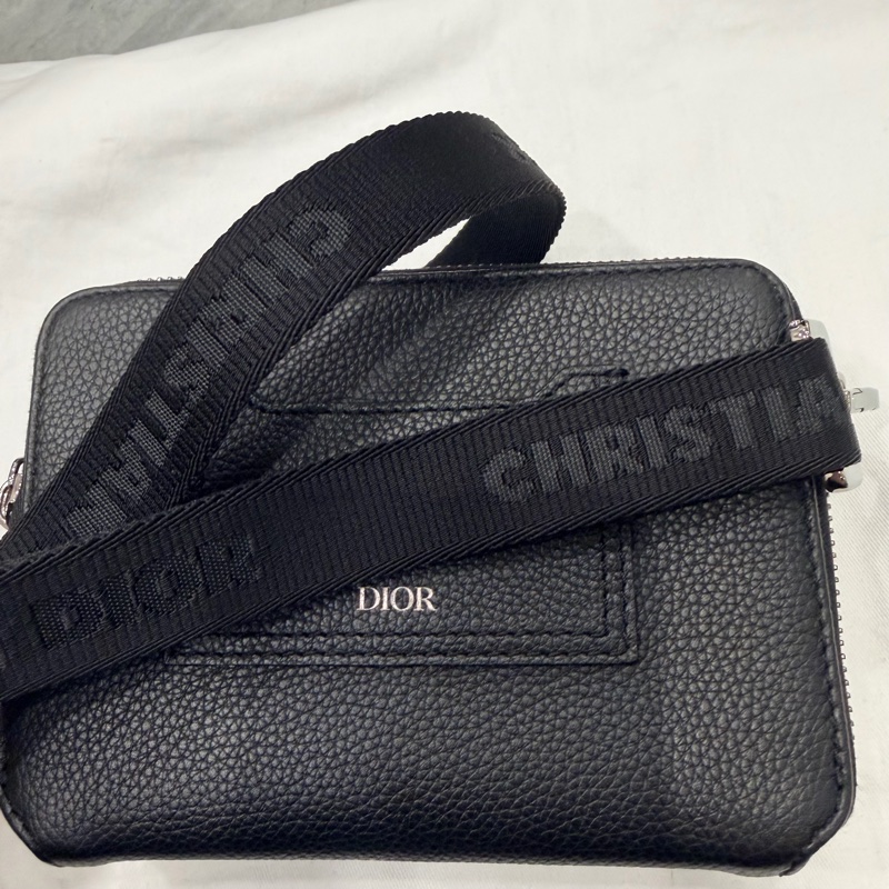 Dior 荔枝牛皮 雙拉鏈 相機包 斜背包 黑-27