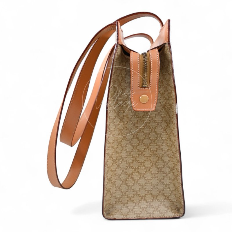 中古 Celine 賽琳 米色 經典圖案 托特包-4