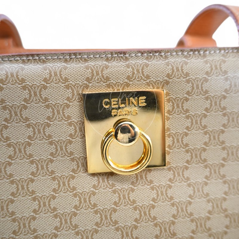 中古 Celine 賽琳 米色 經典圖案 托特包-9