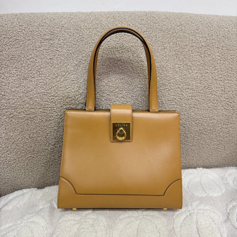 中古 Celine 賽琳 米色 光滑小牛皮 手提包-0
