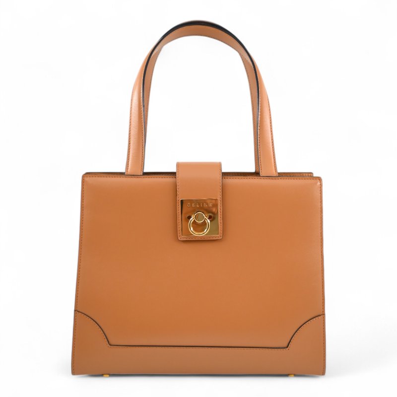 中古 Celine 賽琳 米色 光滑小牛皮 手提包-1