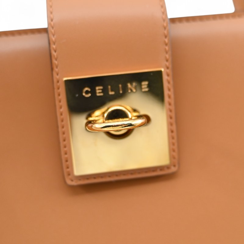 中古 Celine 賽琳 米色 光滑小牛皮 手提包-18