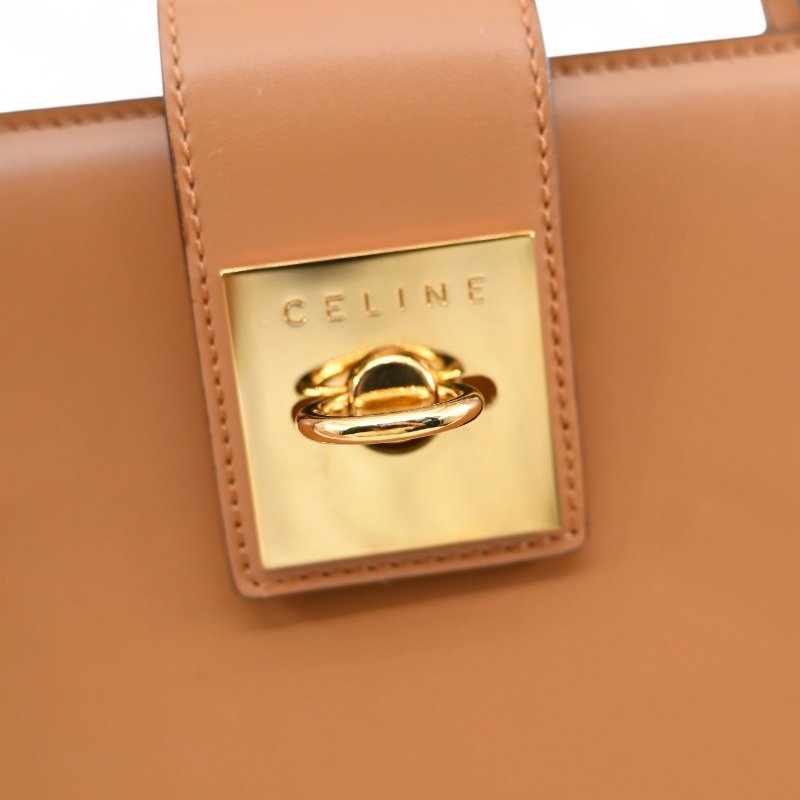 中古 Celine 賽琳 米色 光滑小牛皮 手提包-19