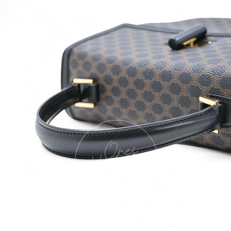 中古 Celine 賽琳 復古Macadam 經典老花圖案 轉扣 手提包-13