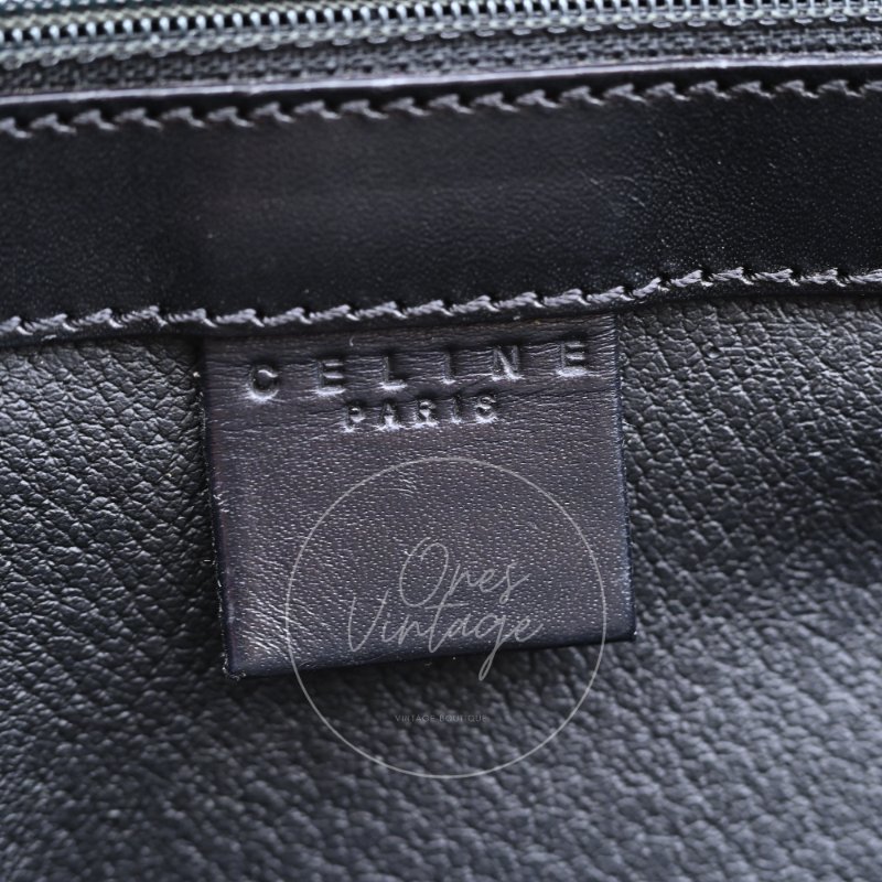 中古 Celine 賽琳 復古Macadam 經典老花圖案 轉扣 手提包-17