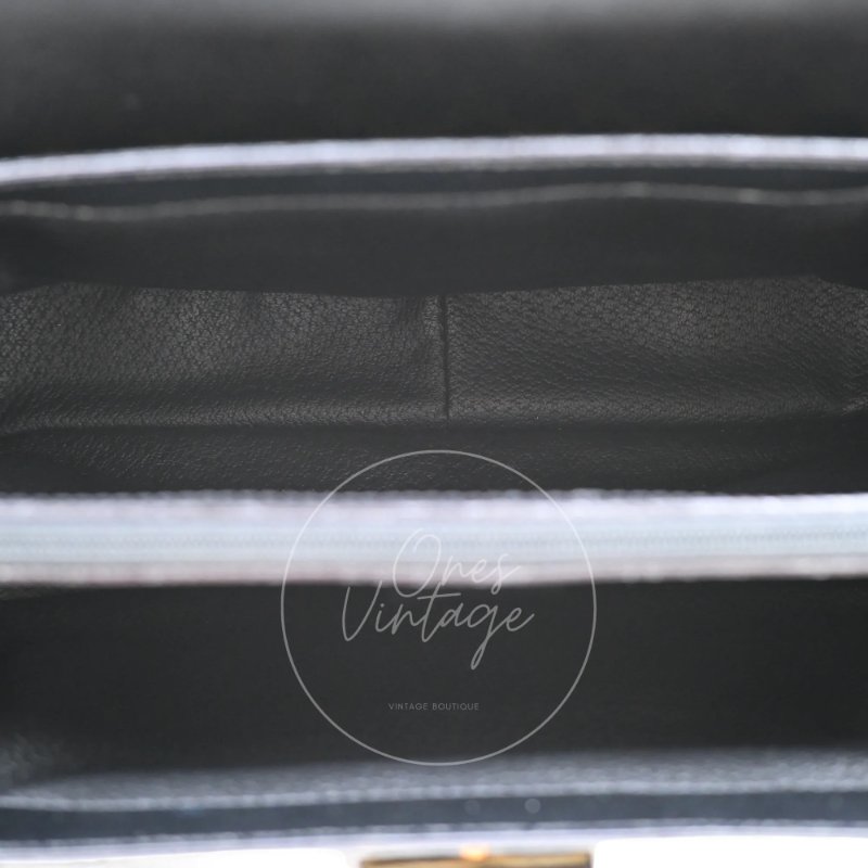 中古 Celine 賽琳 復古Macadam 經典老花圖案 轉扣 手提包-21