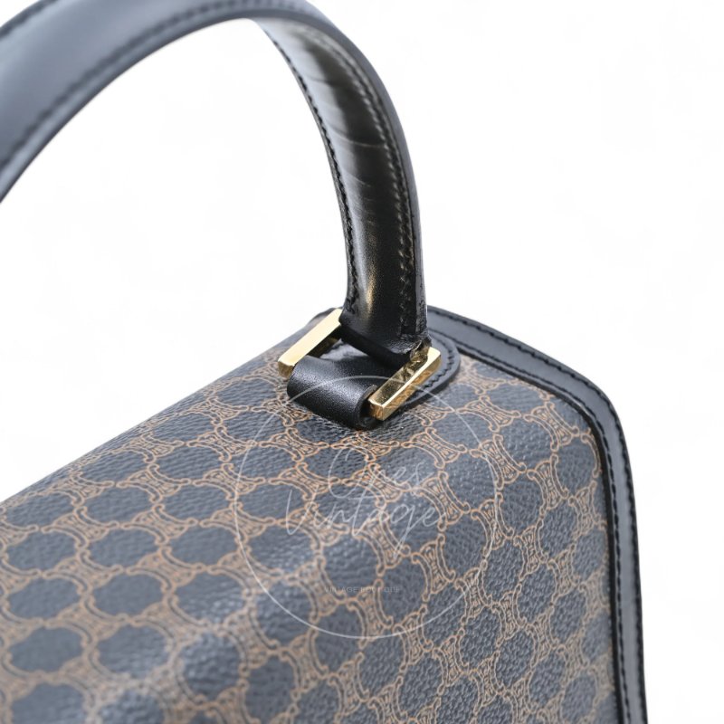 中古 Celine 賽琳 復古Macadam 經典老花圖案 轉扣 手提包-22