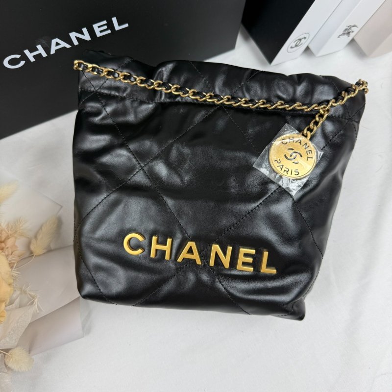 近新 未使用 CHANEL 香奈兒 22 Bag Mini 黑色金釦 鍊條包-0