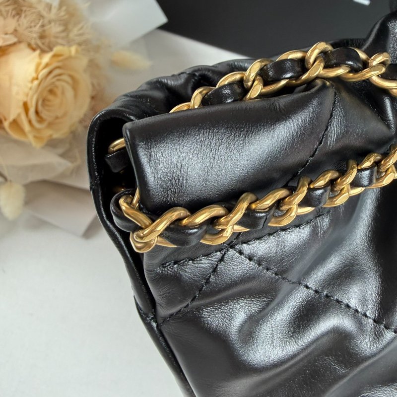 近新 未使用 CHANEL 香奈兒 22 Bag Mini 黑色金釦 鍊條包-4