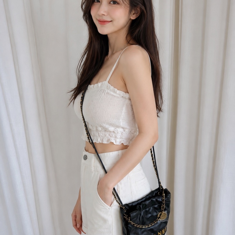 近新 未使用 CHANEL 香奈兒 22 Bag Mini 黑色金釦 鍊條包-29