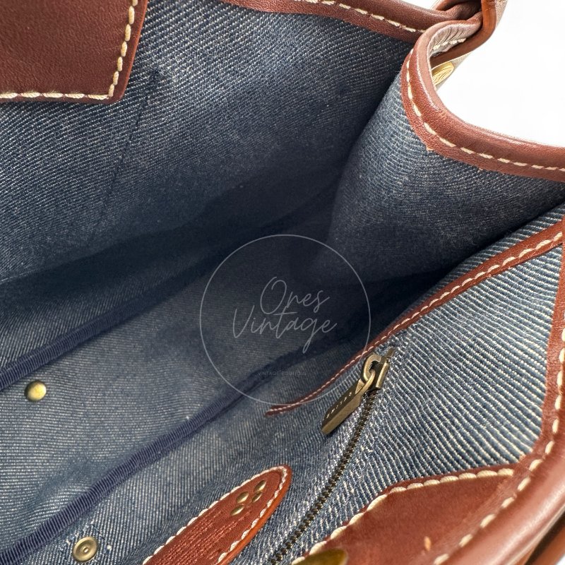中古 Celine 賽琳 藍色牛仔布 Macadam 經典老花圖案 肩背包-19