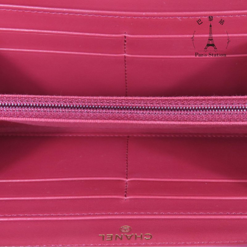 【巴黎站二手名牌專賣店】＊現貨＊CHANEL 香奈兒 真品＊19系列 黑色羊皮大菱格紋拉鍊長夾-3
