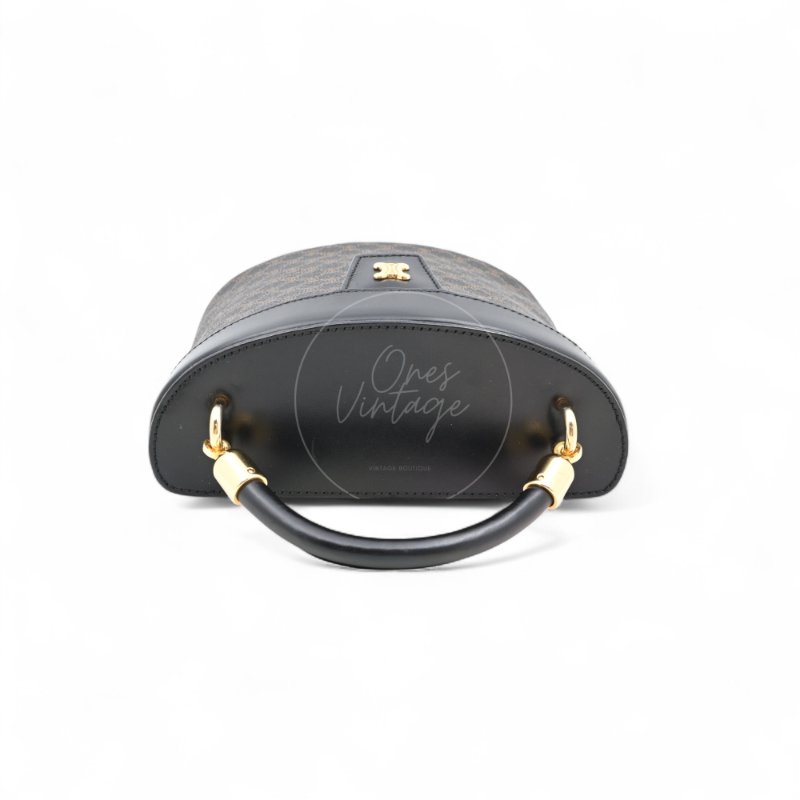 中古 Celine 賽琳 復古黑色 Macadam老花圖案 小手袋 化妝箱-5
