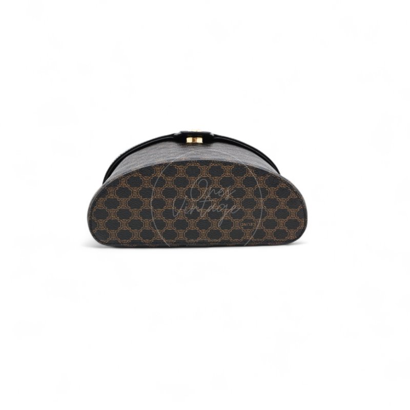 中古 Celine 賽琳 復古黑色 Macadam老花圖案 小手袋 化妝箱-6