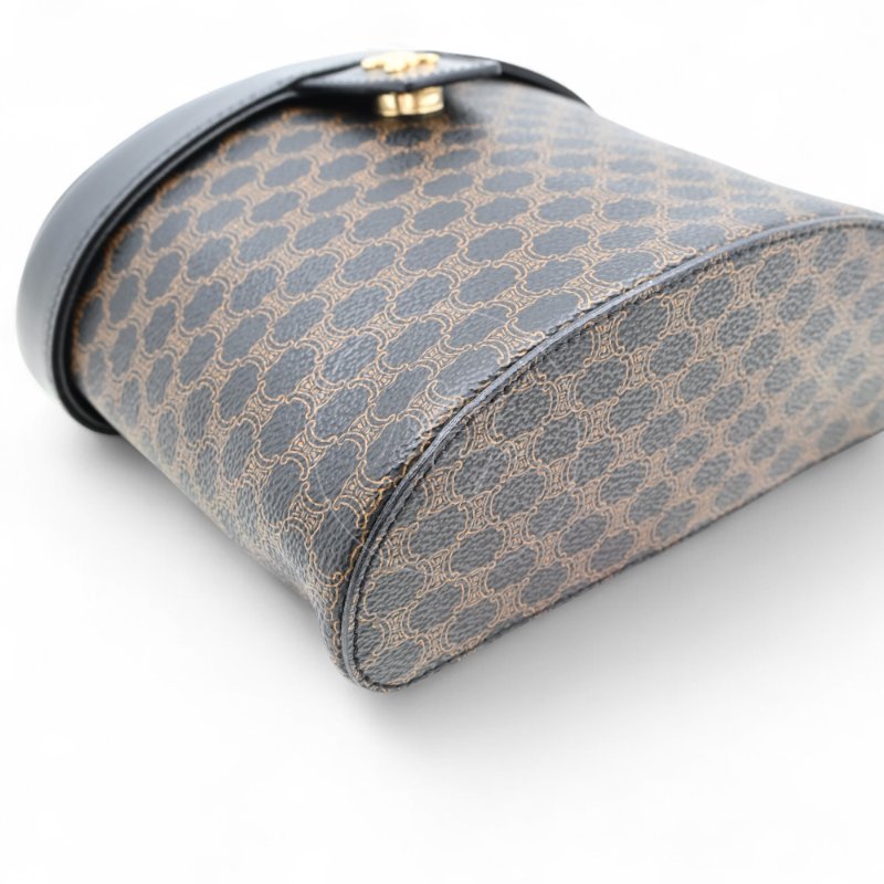中古 Celine 賽琳 復古黑色 Macadam老花圖案 小手袋 化妝箱-11