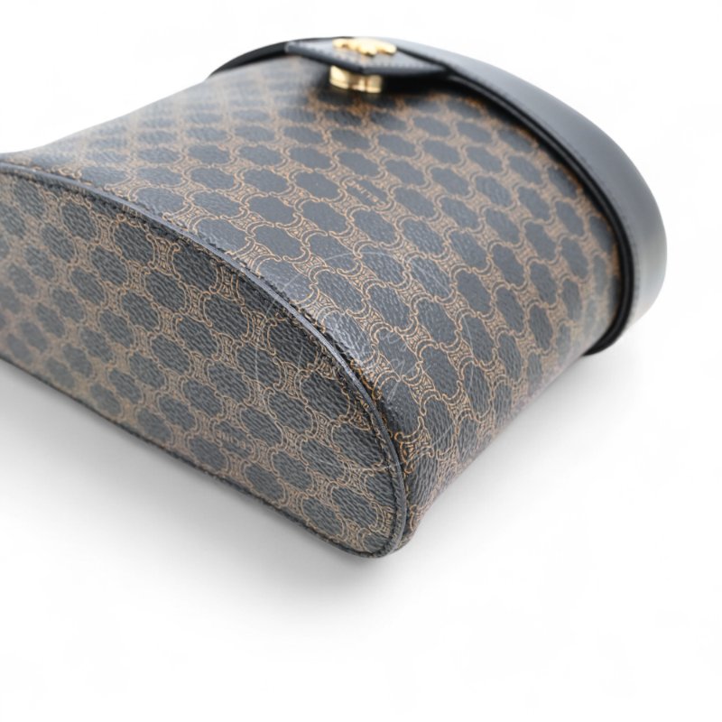 中古 Celine 賽琳 復古黑色 Macadam老花圖案 小手袋 化妝箱-12