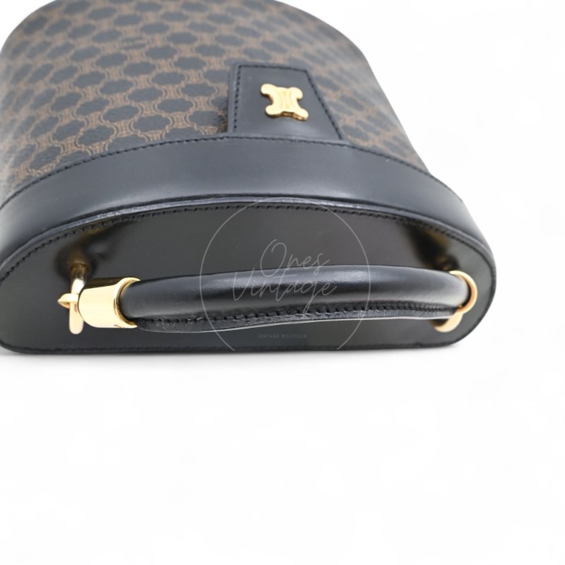 中古 Celine 賽琳 復古黑色 Macadam老花圖案 小手袋 化妝箱-15