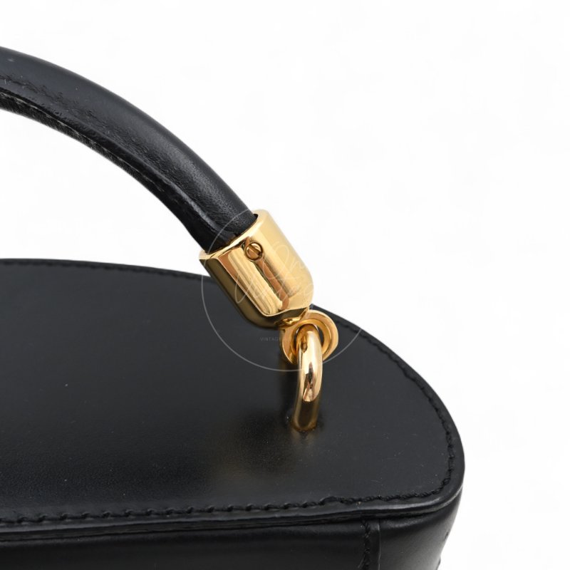 中古 Celine 賽琳 復古黑色 Macadam老花圖案 小手袋 化妝箱-19