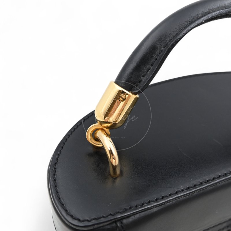 中古 Celine 賽琳 復古黑色 Macadam老花圖案 小手袋 化妝箱-20