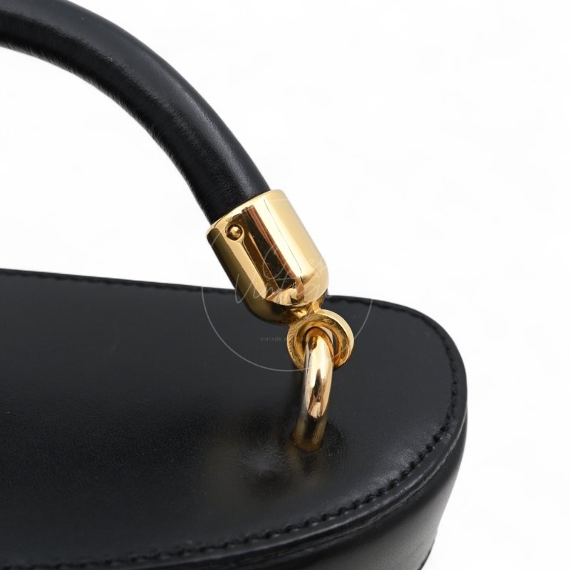中古 Celine 賽琳 復古黑色 Macadam老花圖案 小手袋 化妝箱-21