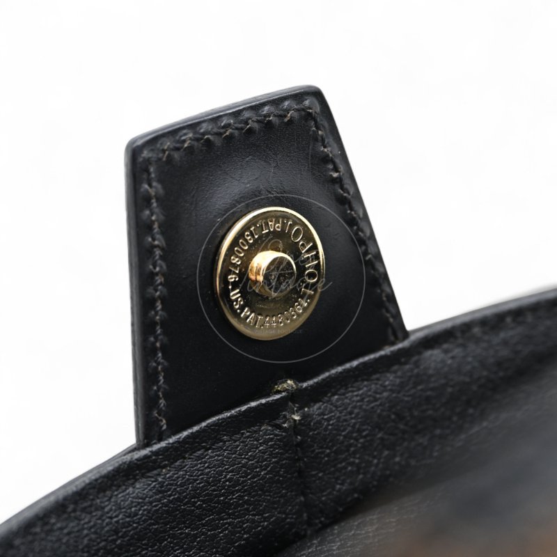 中古 Celine 賽琳 復古黑色 Macadam老花圖案 小手袋 化妝箱-24