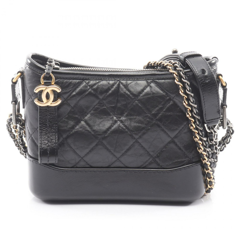 香奈兒 Gabrielle de Chanel 鏈條單背包 A91810 黑色皮革二手女士-0