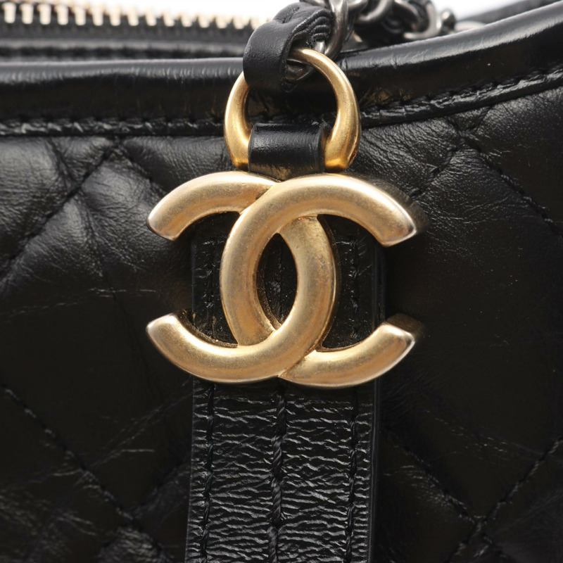 香奈兒 Gabrielle de Chanel 鏈條單背包 A91810 黑色皮革二手女士-6