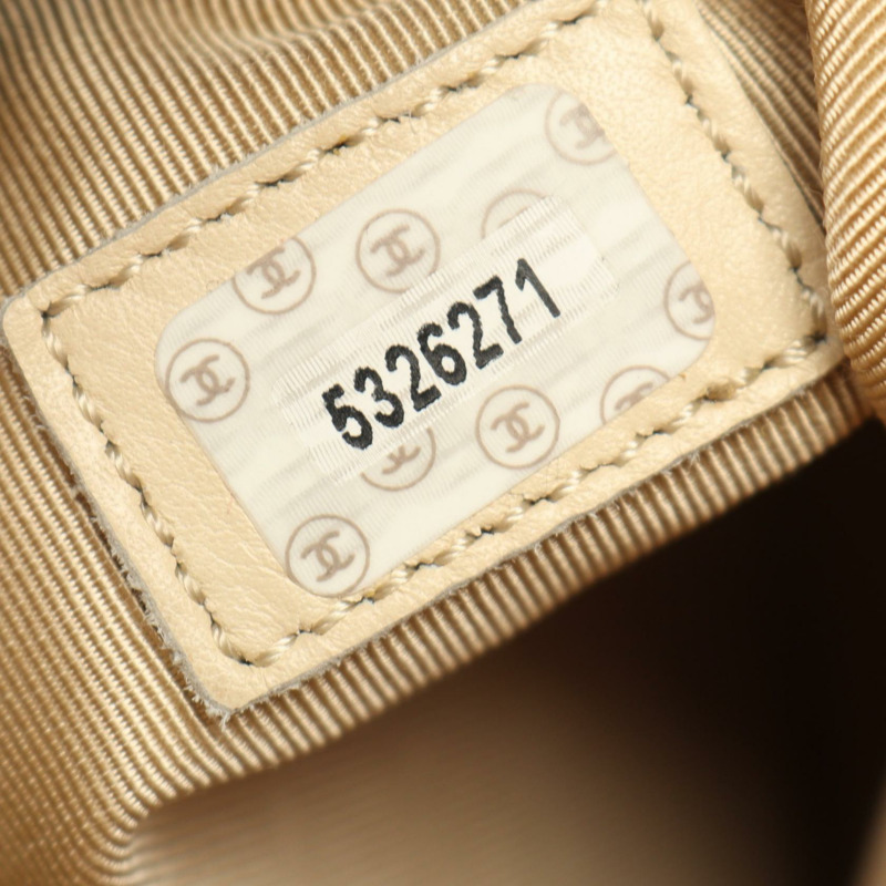 香奈兒 (CHANEL) Logo 手提包,粒面小牛皮,米色,二手,女士,金色五金,CC Coco-4